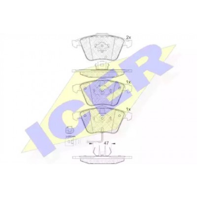 Комплект тормозных колодок, дисковый тормоз 181653 ICER - купить в магазине запчастей по Украине