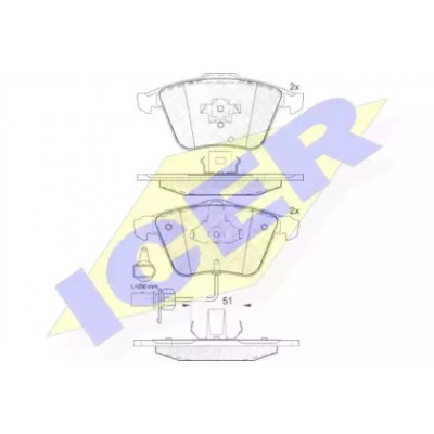 Комплект тормозных колодок, дисковый тормоз 181654 ICER - купить в магазине запчастей по Украине