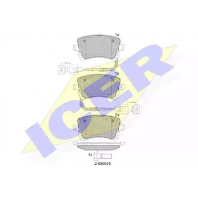 Комплект тормозных колодок, дисковый тормоз 181674 ICER - купить в магазине запчастей по Украине