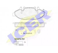Комплект тормозных колодок, дисковый тормоз ICER 181675-701 181675701 ICER - купить в магазине запчастей по Украине