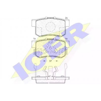 Комплект тормозных колодок, дисковый тормоз 181718 ICER - купить в магазине запчастей по Украине
