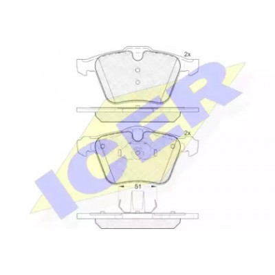 Комплект тормозных колодок, дисковый тормоз 181805 ICER - купить в магазине запчастей по Украине