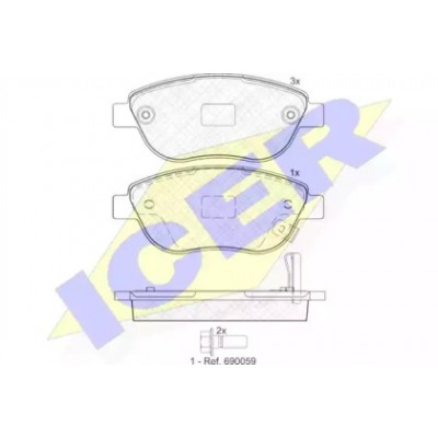 Комплект тормозных колодок, дисковый тормоз 181809 ICER - купить в магазине запчастей по Украине
