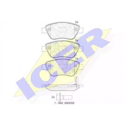 Комплект тормозных колодок, дисковый тормоз 181810 ICER - купить в магазине запчастей по Украине