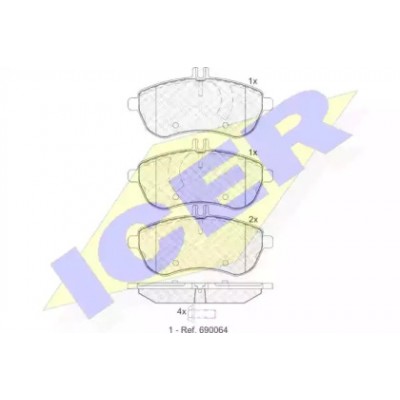 Комплект тормозных колодок, дисковый тормоз 181821 ICER - купить в магазине запчастей по Украине