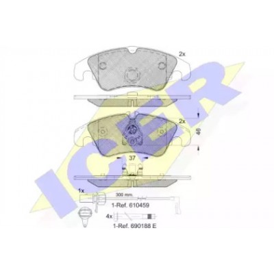 Комплект тормозных колодок, дисковый тормоз 181862202 ICER - купить в магазине запчастей по Украине