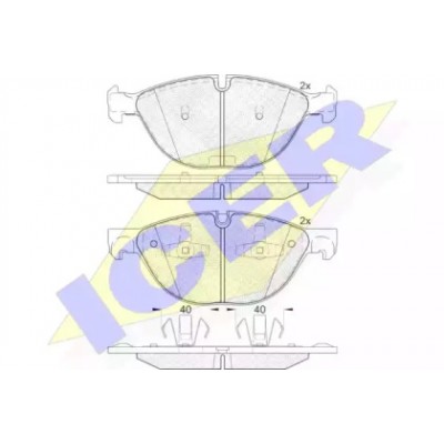 Комплект тормозных колодок, дисковый тормоз 181905 ICER - купить в магазине запчастей по Украине