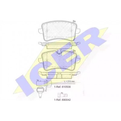 Комплект тормозных колодок, дисковый тормоз 181986203 ICER - купить в магазине запчастей по Украине
