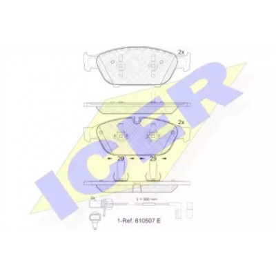 Комплект тормозных колодок, дисковый тормоз 181993 ICER - купить в магазине запчастей по Украине