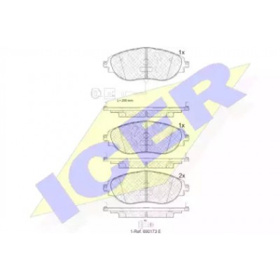 Комплект тормозных колодок, дисковый тормоз 182018 ICER - купить в магазине запчастей по Украине