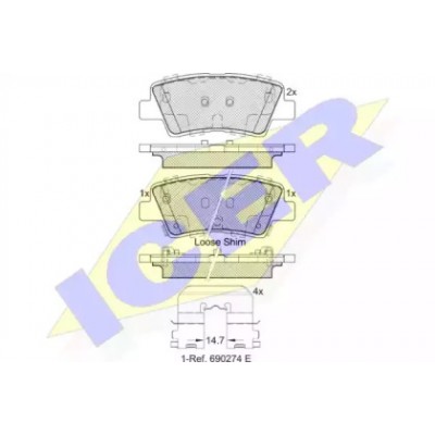Комплект тормозных колодок, дисковый тормоз 182036 ICER - купить в магазине запчастей по Украине