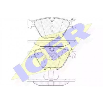 Комплект тормозных колодок, дисковый тормоз 182065 ICER - купить в магазине запчастей по Украине