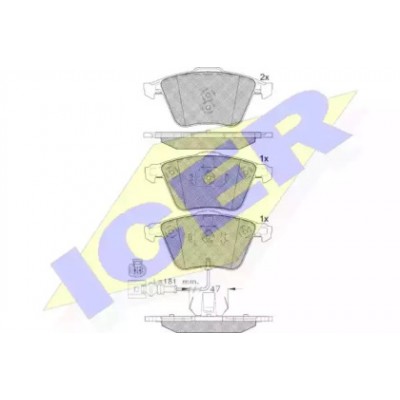 Комплект тормозных колодок, дисковый тормоз 182148 ICER - купить в магазине запчастей по Украине