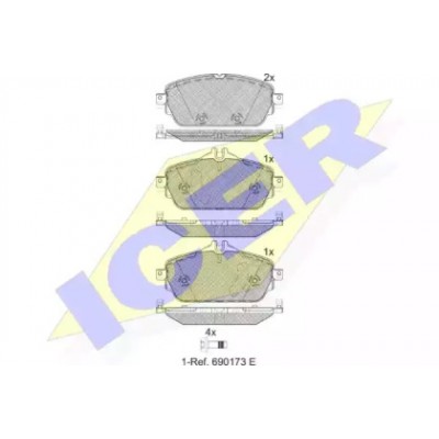 Комплект тормозных колодок, дисковый тормоз 182212 ICER - купить в магазине запчастей по Украине