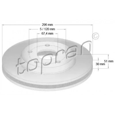 Тормозной диск 207809 TOPRAN - купить в магазине запчастей по Украине
