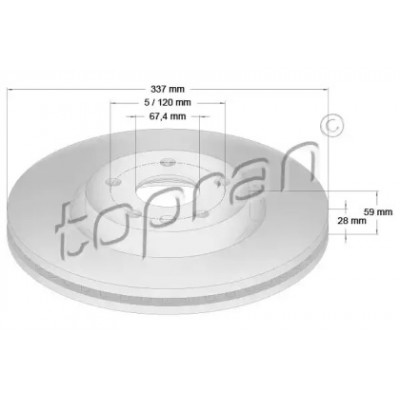 Тормозной диск 207991 TOPRAN - купить в магазине запчастей по Украине