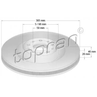 Тормозной диск 208282 TOPRAN - купить в магазине запчастей по Украине
