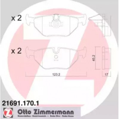 Комплект тормозных колодок, дисковый тормоз 216911701 ZIMMERMANN - купить в магазине запчастей по Украине