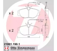 Комплект тормозных колодок, дисковый тормоз ZIMMERMANN 21801.190.1 218011901 ZIMMERMANN - купить в магазине запчастей по Украине