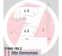 Комплект тормозных колодок, дисковый тормоз ZIMMERMANN 21945.195.2 219451952 ZIMMERMANN - купить в магазине запчастей по Украине