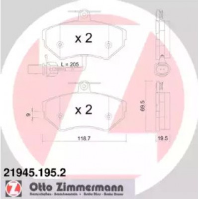 Комплект тормозных колодок, дисковый тормоз 219451952 ZIMMERMANN - купить в магазине запчастей по Украине