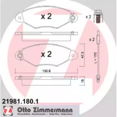 Комплект тормозных колодок, дисковый тормоз 219811801 ZIMMERMANN - купить в магазине запчастей по Украине