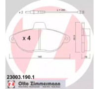 Комплект тормозных колодок, дисковый тормоз ZIMMERMANN 23003.190.1 230031901 ZIMMERMANN - купить в магазине запчастей по Украине