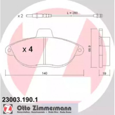 Комплект тормозных колодок, дисковый тормоз 230031901 ZIMMERMANN - купить в магазине запчастей по Украине