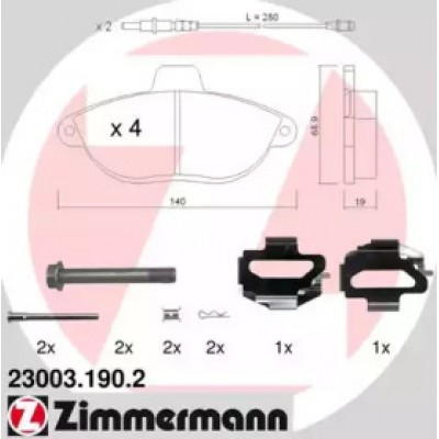 Комплект тормозных колодок, дисковый тормоз 230031902 ZIMMERMANN - купить в магазине запчастей по Украине