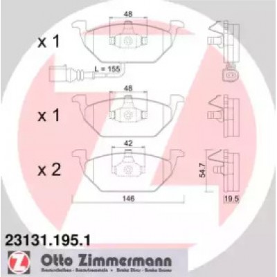 Комплект тормозных колодок, дисковый тормоз 231311951 ZIMMERMANN - купить в магазине запчастей по Украине