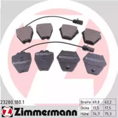 Комплект тормозных колодок, дисковый тормоз 232801801 ZIMMERMANN - купить в магазине запчастей по Украине