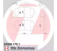 Комплект тормозных колодок, дисковый тормоз ZIMMERMANN 23326.175.1 233261751 ZIMMERMANN - купить в магазине запчастей по Украине