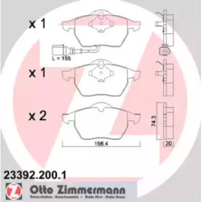 Комплект тормозных колодок, дисковый тормоз 233922001 ZIMMERMANN - купить в магазине запчастей по Украине