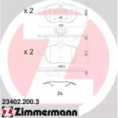 Комплект тормозных колодок, дисковый тормоз 234022003 ZIMMERMANN - купить в магазине запчастей по Украине