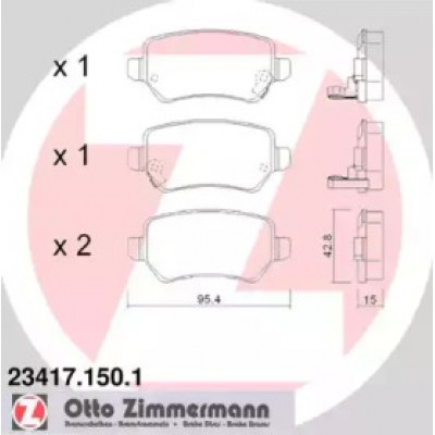 Комплект тормозных колодок, дисковый тормоз 234171501 ZIMMERMANN - купить в магазине запчастей по Украине