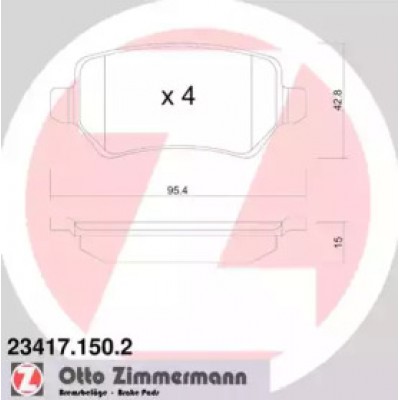Комплект тормозных колодок, дисковый тормоз 234171502 ZIMMERMANN - купить в магазине запчастей по Украине