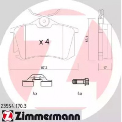 Комплект тормозных колодок, дисковый тормоз 235541703 ZIMMERMANN - купить в магазине запчастей по Украине