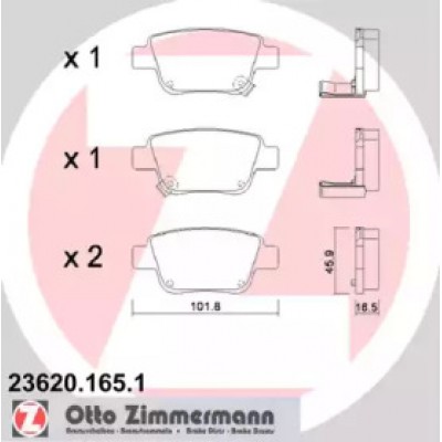 Комплект тормозных колодок, дисковый тормоз 236201651 ZIMMERMANN - купити в магазині запчастин по Україні