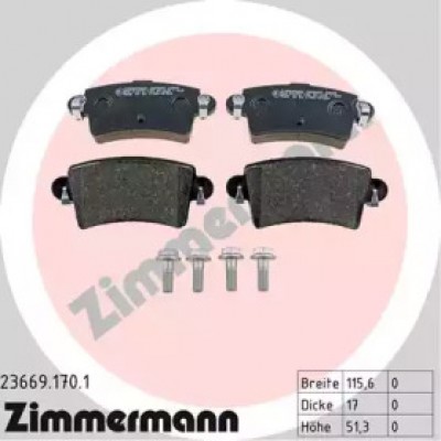 Комплект тормозных колодок, дисковый тормоз 236691701 ZIMMERMANN - купить в магазине запчастей по Украине