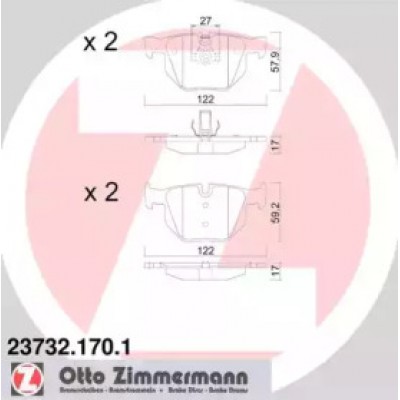 Комплект тормозных колодок, дисковый тормоз 237321701 ZIMMERMANN - купить в магазине запчастей по Украине