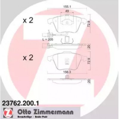 Комплект тормозных колодок, дисковый тормоз 237622001 ZIMMERMANN - купить в магазине запчастей по Украине
