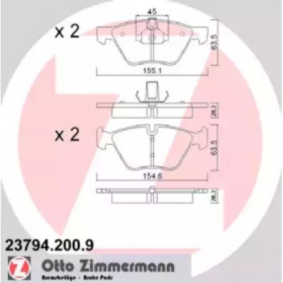 Комплект тормозных колодок, дисковый тормоз 237942009 ZIMMERMANN - купить в магазине запчастей по Украине