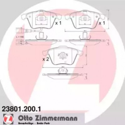 Комплект тормозных колодок, дисковый тормоз 238012001 ZIMMERMANN - купить в магазине запчастей по Украине