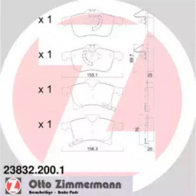 Комплект тормозных колодок, дисковый тормоз 238322001 ZIMMERMANN - купить в магазине запчастей по Украине