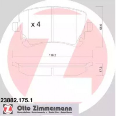 Комплект тормозных колодок, дисковый тормоз 238821751 ZIMMERMANN - купить в магазине запчастей по Украине