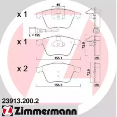 Комплект тормозных колодок, дисковый тормоз 239132002 ZIMMERMANN - купить в магазине запчастей по Украине