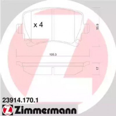 Комплект тормозных колодок, дисковый тормоз 239141701 ZIMMERMANN - купить в магазине запчастей по Украине
