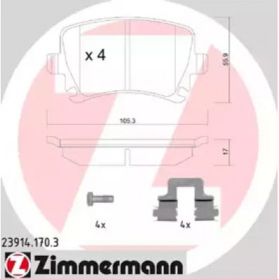 Комплект тормозных колодок, дисковый тормоз 239141703 ZIMMERMANN - купить в магазине запчастей по Украине