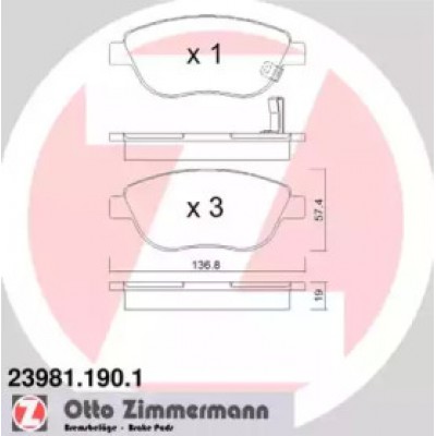Комплект тормозных колодок, дисковый тормоз 239811901 ZIMMERMANN - купить в магазине запчастей по Украине