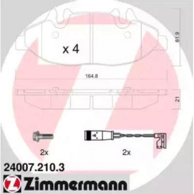 Комплект тормозных колодок, дисковый тормоз 240072103 ZIMMERMANN - купить в магазине запчастей по Украине